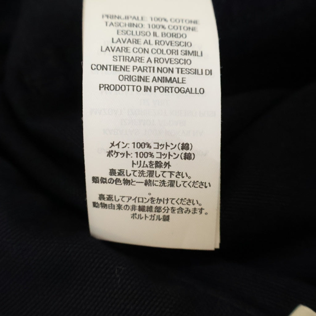 J.W.ANDERSON(ジェー ダブリュー アンダーソン) ×GUINNESS WORKWEAR TROUSERS ギネス ガーメントダイ加工 ロゴプリント レザーパッチワークウェアパンツ レディース ネイビー TR0427PG1963870