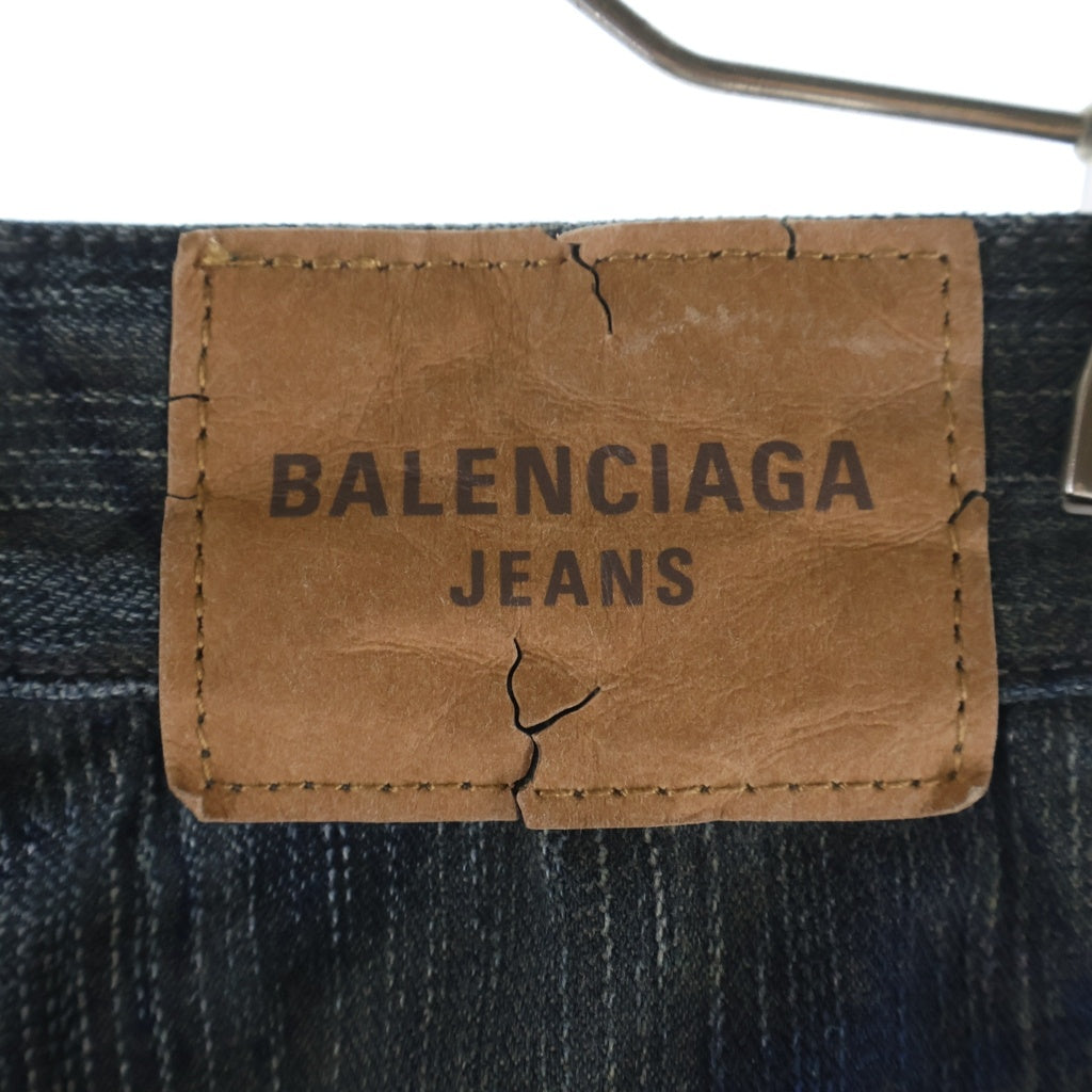 BALENCIAGA(バレンシアガ) 25AW BAGGY PANTS ダメージ加工 総柄 ワイドバギーデニムパンツ インディゴ 849948 TTW82