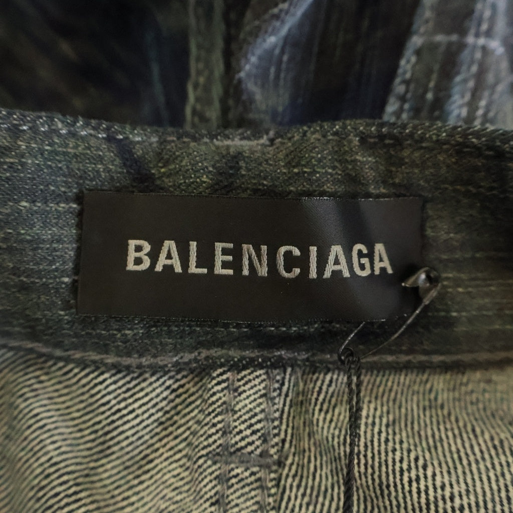 BALENCIAGA(バレンシアガ) 25AW BAGGY PANTS ダメージ加工 総柄 ワイドバギーデニムパンツ インディゴ 849948 TTW82