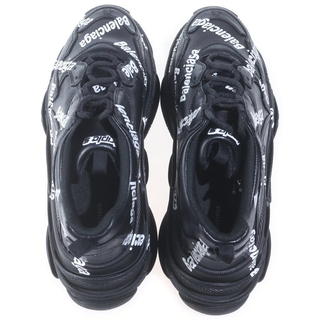 BALENCIAGA(バレンシアガ) TRIPLE-S LOGOTYPE ロゴプリント トリプルエス レザー ローカットスニーカー ブラック 536737