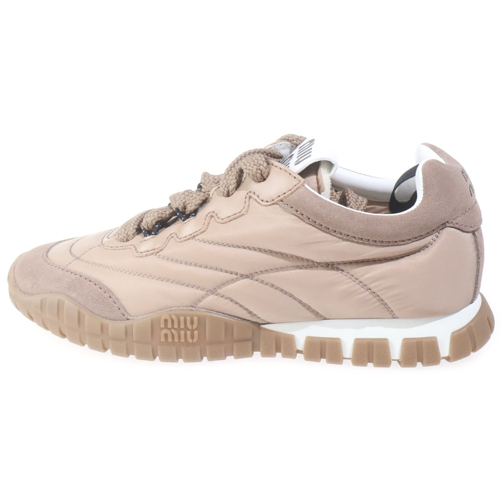 miumiu(ミュウミュウ) TYRE TECHNICAL FABRIC SUEDE テクニカルファブリック スウェード ローカットスニーカー ベージュ 35 5E417E レディース