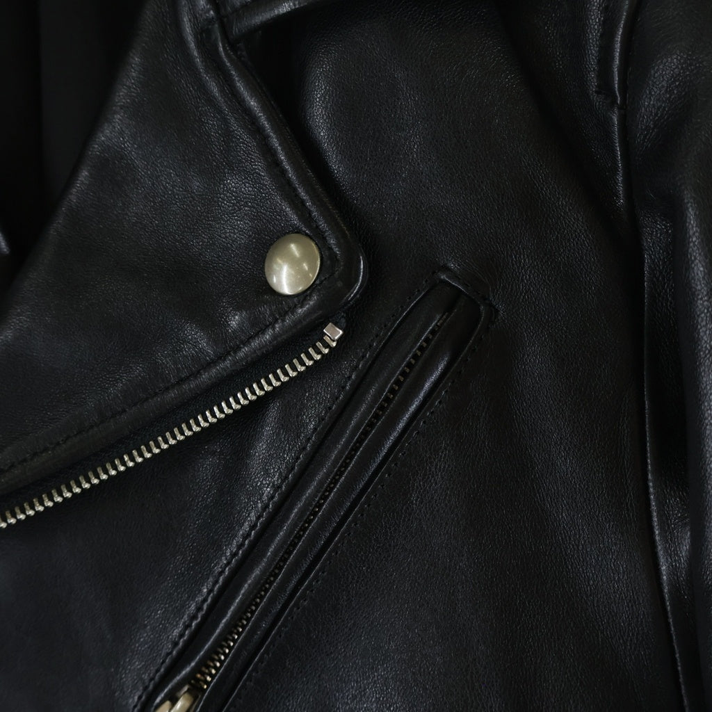 beautiful people(ビューティフルピープル) Leather Riders Jacket シープレザー ダブルベルテッドライダースジャケット ブラック 1816402811