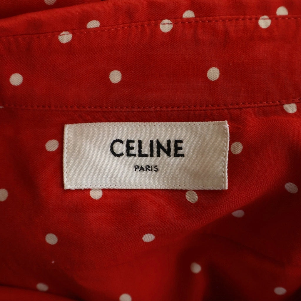 CELINE(セリーヌ) 19SS ドラッグストアカラー クラシック ドット レーヨン長袖シャツ レッド 2C028577D