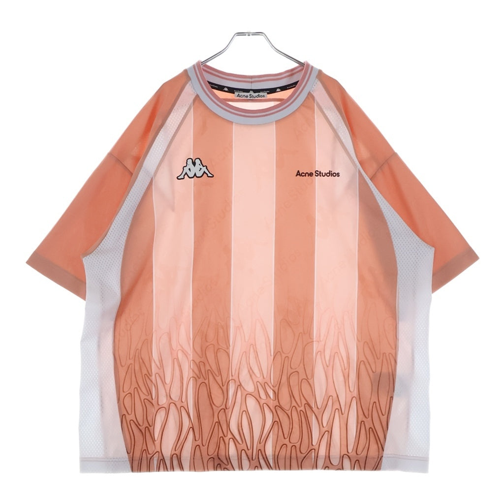 Acne Studios(アクネ ストゥディオズ) 25SS ×KAPPA LOGO -SHIRT カッパ ロゴ総柄 Tシャツ 半袖メッシュジャージ クルーネックカットソー ピンク SP-UX-TSHI000045