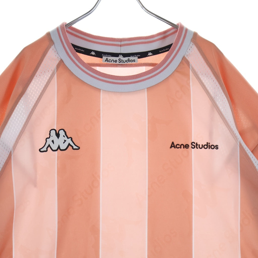 Acne Studios(アクネ ストゥディオズ) 25SS ×KAPPA LOGO -SHIRT カッパ ロゴ総柄 Tシャツ 半袖メッシュジャージ クルーネックカットソー ピンク SP-UX-TSHI000045