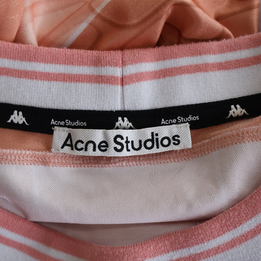 Acne Studios(アクネ ストゥディオズ) 25SS ×KAPPA LOGO -SHIRT カッパ ロゴ総柄 Tシャツ 半袖メッシュジャージ クルーネックカットソー ピンク SP-UX-TSHI000045