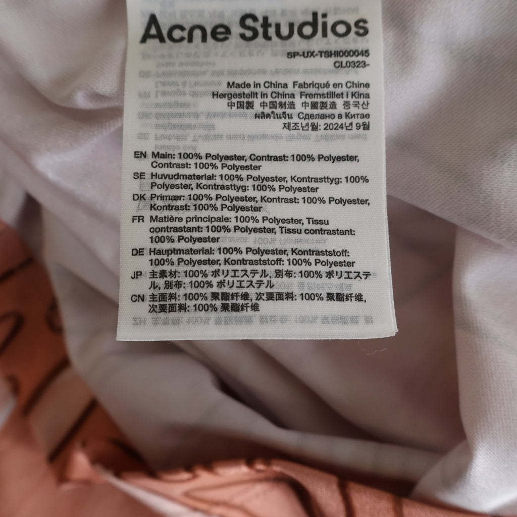 Acne Studios(アクネ ストゥディオズ) 25SS ×KAPPA LOGO -SHIRT カッパ ロゴ総柄 Tシャツ 半袖メッシュジャージ クルーネックカットソー ピンク SP-UX-TSHI000045