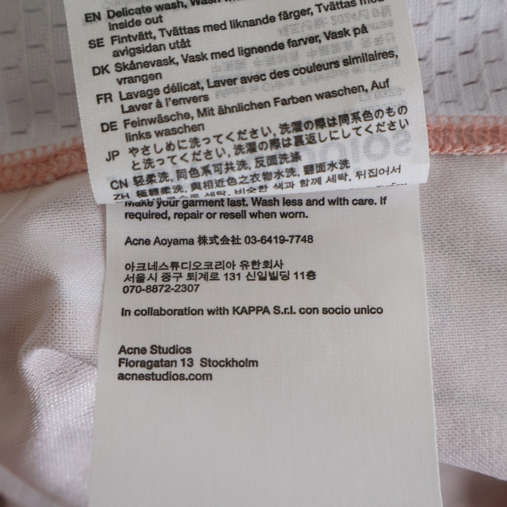 Acne Studios(アクネ ストゥディオズ) 25SS ×KAPPA LOGO -SHIRT カッパ ロゴ総柄 Tシャツ 半袖メッシュジャージ クルーネックカットソー ピンク SP-UX-TSHI000045