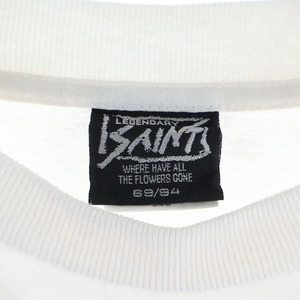 SAINT MICHAEL(セントマイケル) 25AW ×A BATHING APE BAPE_SS TEE/ GOD アベイシングエイプ ゴッド フロントプリントTシャツ 半袖クルーネックカットソー ホワイト SM-HR1-0000-C35 001CSL731909C