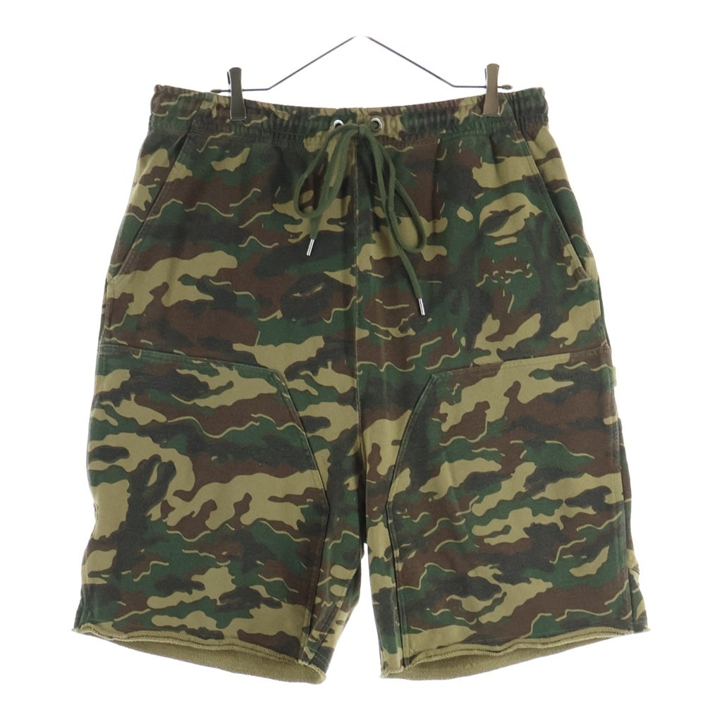 A BATHING APE(アベイシングエイプ) GREEN CAMO PRINT SHORTS グリーンカモ 迷彩柄 ドローストリング スウェットカーゴショーツ ハーフパンツ グリーン 001SPM301319M