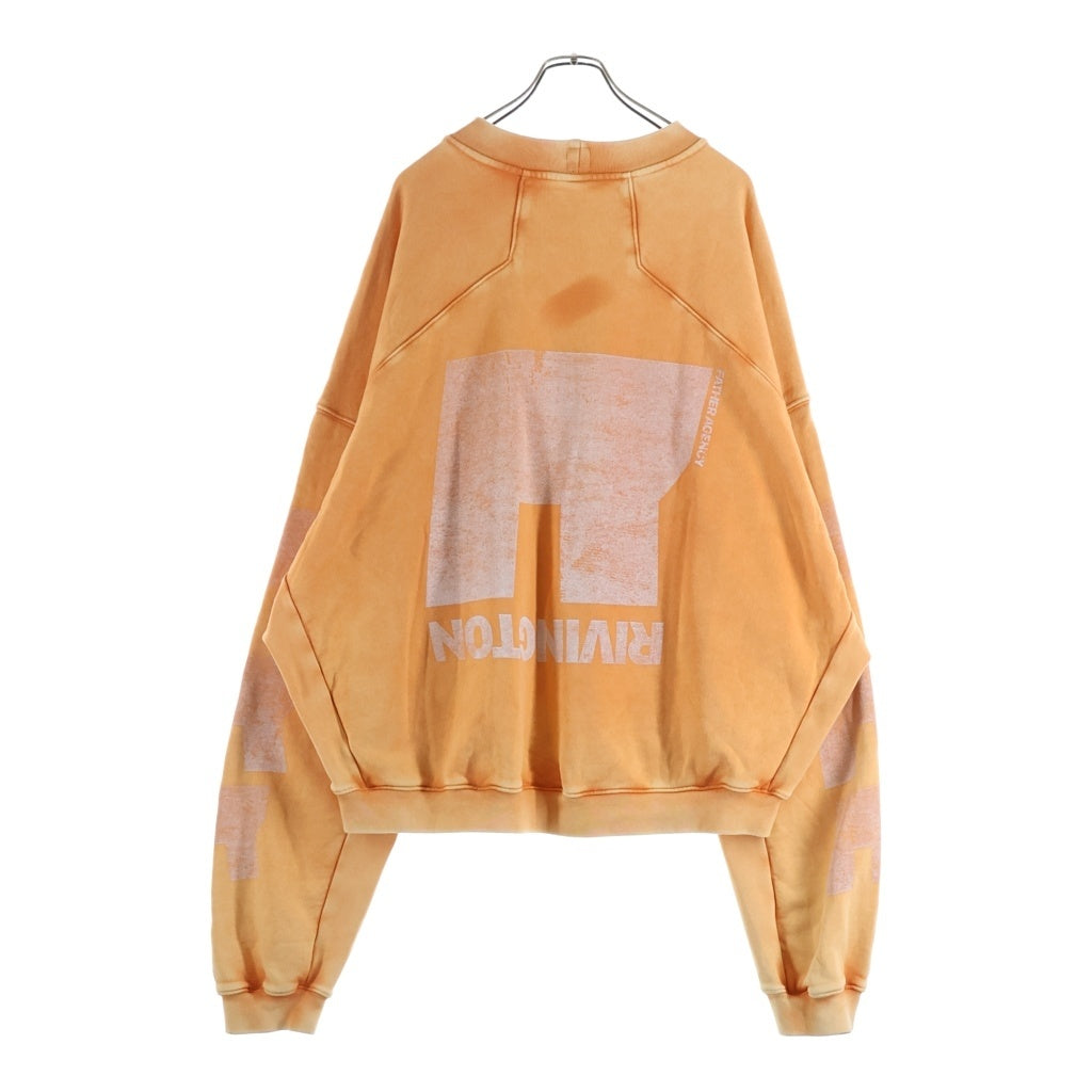 RRR123 RIVINGTON roi Rebis(リヴィントンロイレビス) HERITAGE SWEATSHIRT ヘリテージ ヴィンテージ加工 ロゴプリント クルーネックスウェットトレーナー オレンジ