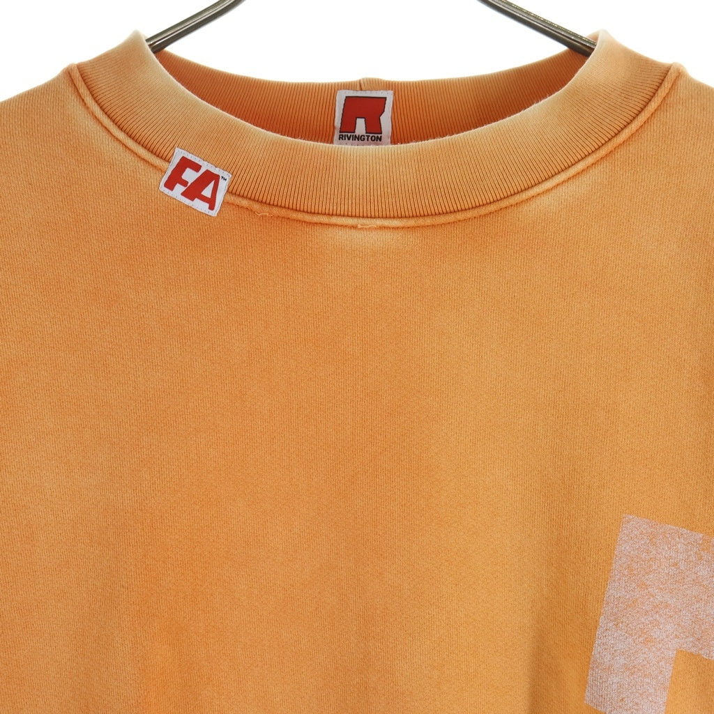 RRR123 RIVINGTON roi Rebis(リヴィントンロイレビス) HERITAGE SWEATSHIRT ヘリテージ ヴィンテージ加工 ロゴプリント クルーネックスウェットトレーナー オレンジ
