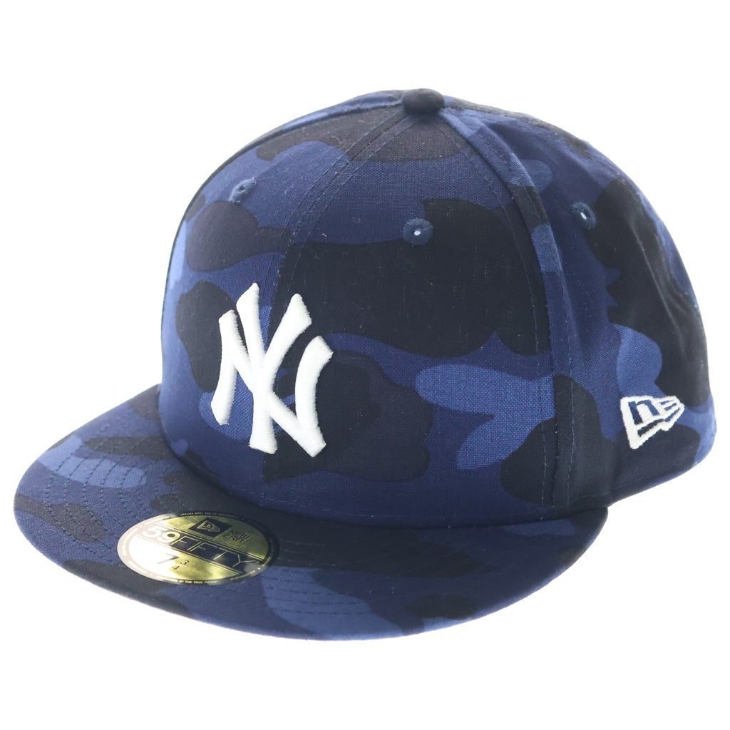 A BATHING APE(アベイシングエイプ) 24SS ×NEW ERA ×MLB NY YANKEES BAPE CAMO CAP ニューエラ ニューヨークヤンキース ベイプカモ総柄 6パネル ベースボールキャップ 帽子 ブルー/ブラック 001CPK231902C