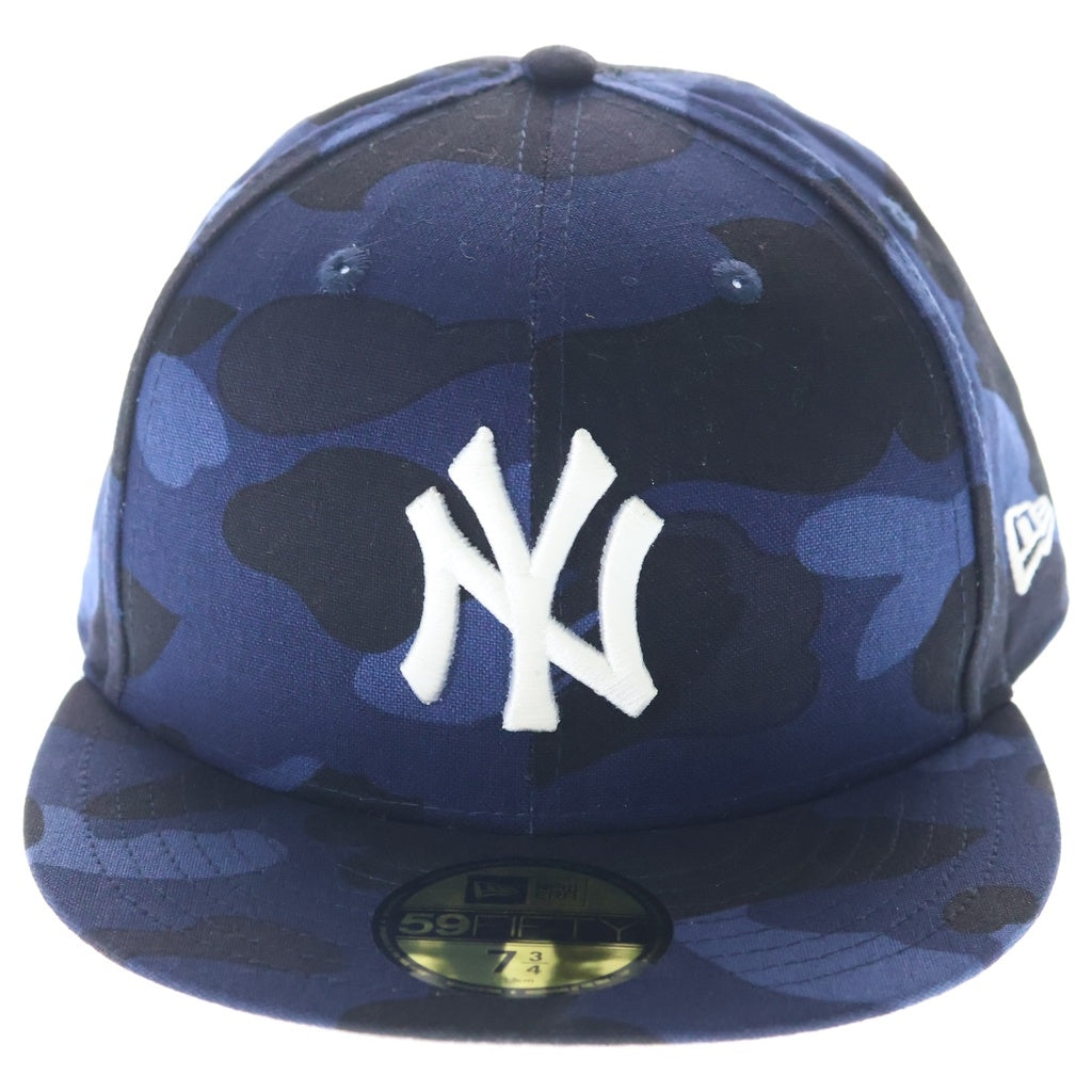 A BATHING APE(アベイシングエイプ) 24SS ×NEW ERA ×MLB NY YANKEES BAPE CAMO CAP ニューエラ ニューヨークヤンキース ベイプカモ総柄 6パネル ベースボールキャップ 帽子 ブルー/ブラック 001CPK231902C