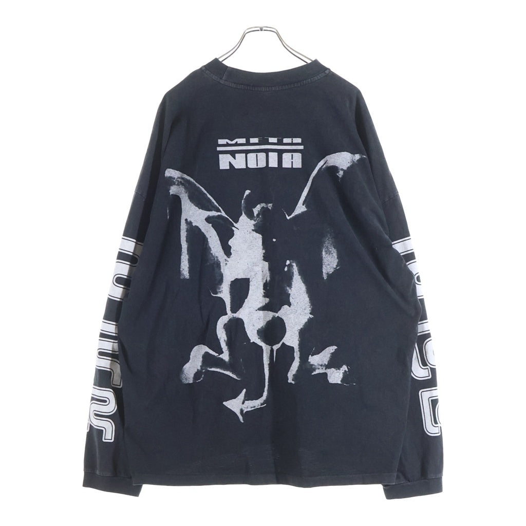 RRR123 RIVINGTON roi Rebis(リヴィントンロイレビス) ULTLA METAMOTH VINTAGE LS TEE モスプリント ヴィンテージ加工Tシャツ 長袖クルーネックカットソー ブラック
