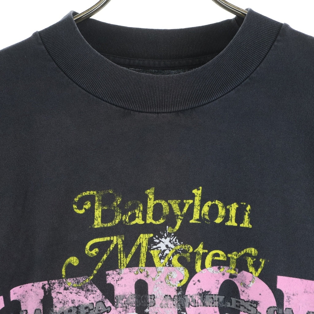 RRR123 RIVINGTON roi Rebis(リヴィントンロイレビス) ×UNION BABYLON MYSTERY VINTAGE LS TEE ユニオン バビロン ミステリー 両面プリント ヴィンテージ加工Tシャツ 長袖クルーネックカットソー ブラック