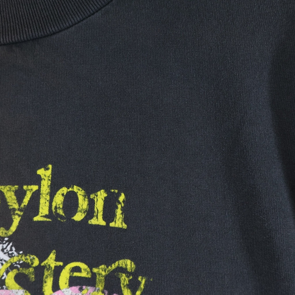 RRR123 RIVINGTON roi Rebis(リヴィントンロイレビス) ×UNION BABYLON MYSTERY VINTAGE LS TEE ユニオン バビロン ミステリー 両面プリント ヴィンテージ加工Tシャツ 長袖クルーネックカットソー ブラック