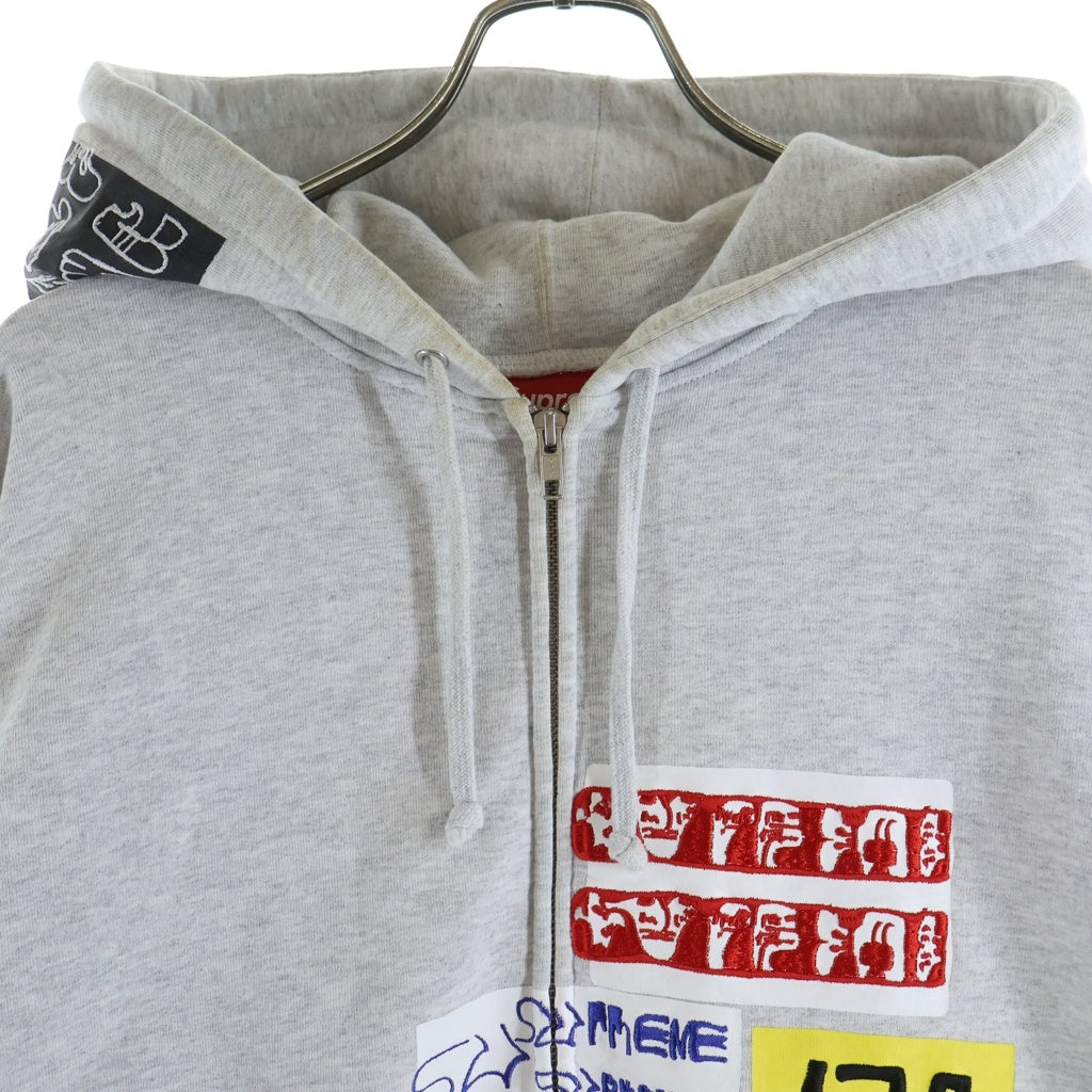 SUPREME(シュプリーム) 25AW 176 Zip Up Hooded Sweatshirt ジップアップ ロゴエンブロイダリー フーデッドスウェットシャツ パーカー ホワイト