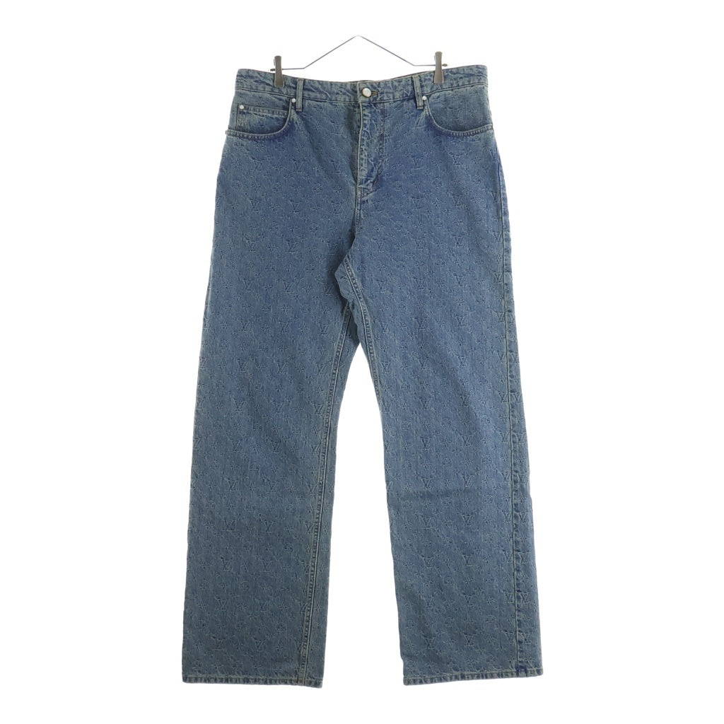 LOUIS VUITTON(ルイヴィトン) 25SS モノグラムエンボス パールボタン ジップフライ ストレートデニムパンツ インディゴ RM251Q UZD HRD79W
