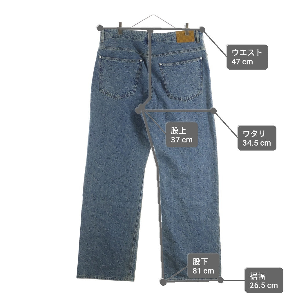 LOUIS VUITTON(ルイヴィトン) 25SS モノグラムエンボス パールボタン ジップフライ ストレートデニムパンツ インディゴ RM251Q UZD HRD79W