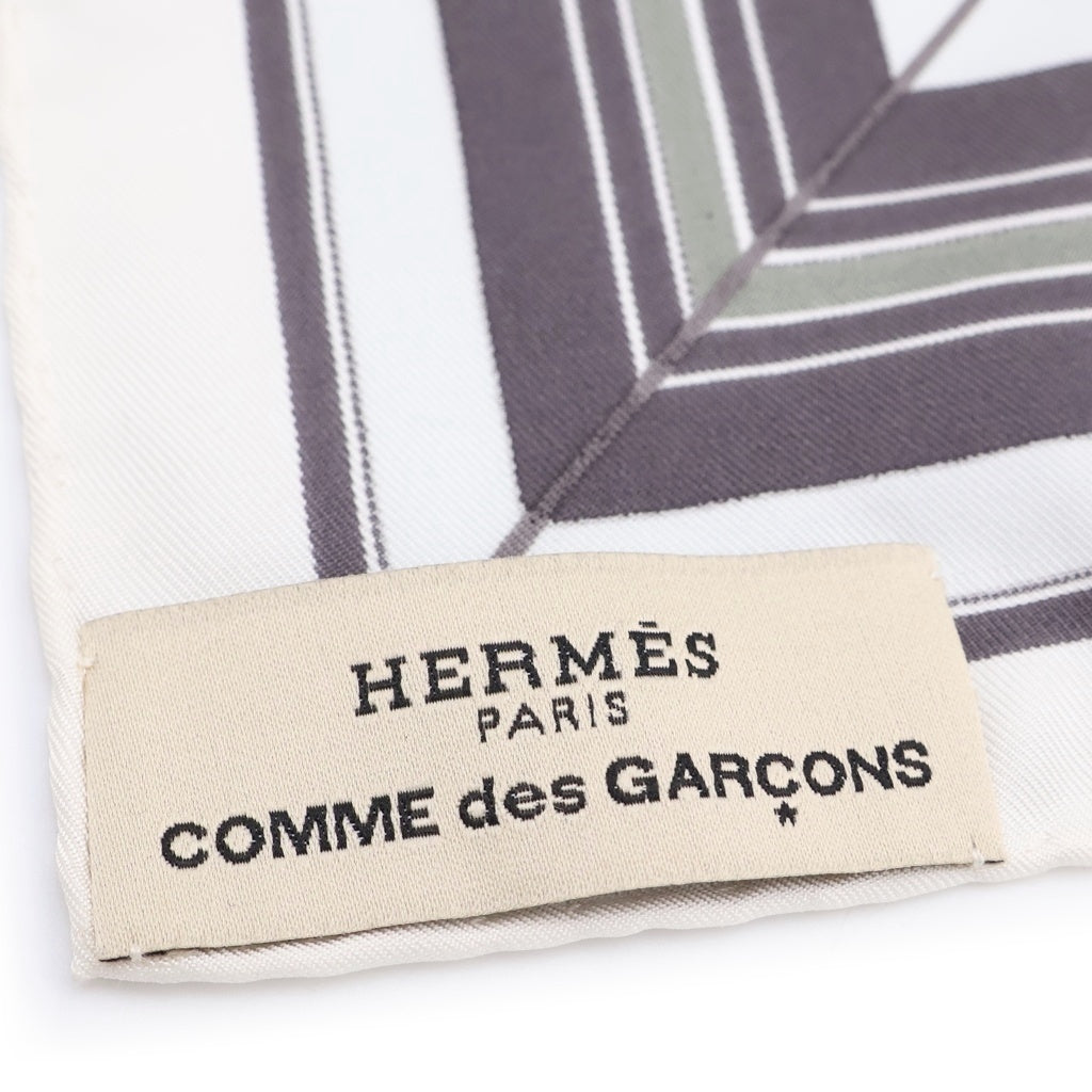 HERMES(エルメス) ×COMME des GARCONS コムデギャルソン カレ90 大判シルクスカーフ ホワイト