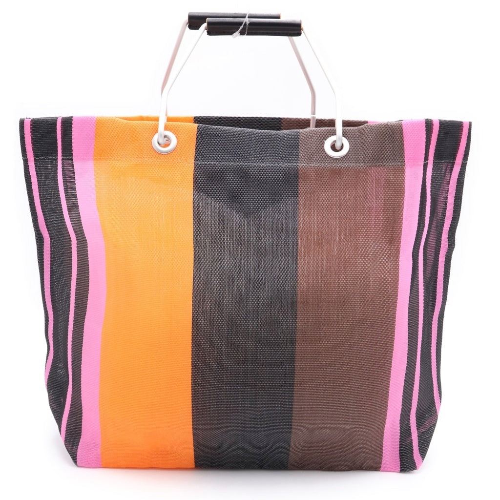 MARNI(マルニ) MARKET STRIPE BAG ロゴパッチ ストライプ マーケットトートバッグ マルチカラー