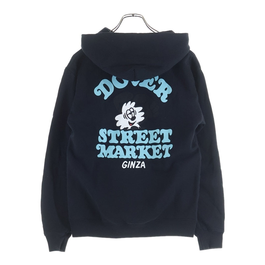 VERDY(ベルディ) ×DOVER STREET MARKET GINZA ドーバーストリートマーケット銀座 フロントプリント プルオーバースウェットパーカー フーディー ブラック