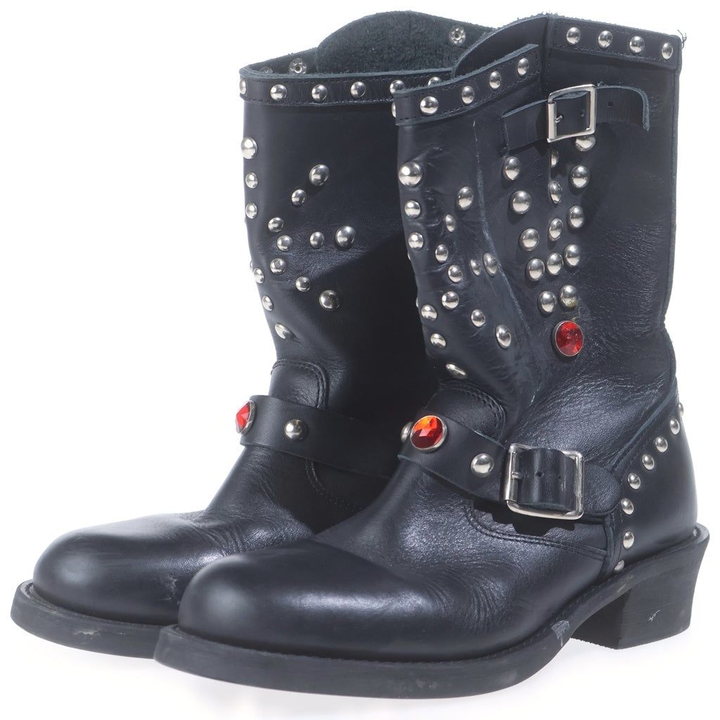 JUNYA WATANABE COMME des GARCONS(ジュンヤワタナベ コムデギャルソン) 02AW STUDDED ENGINEER BOOTS シルバースタッズ ロング エンジニアブーツ レディース ブラック