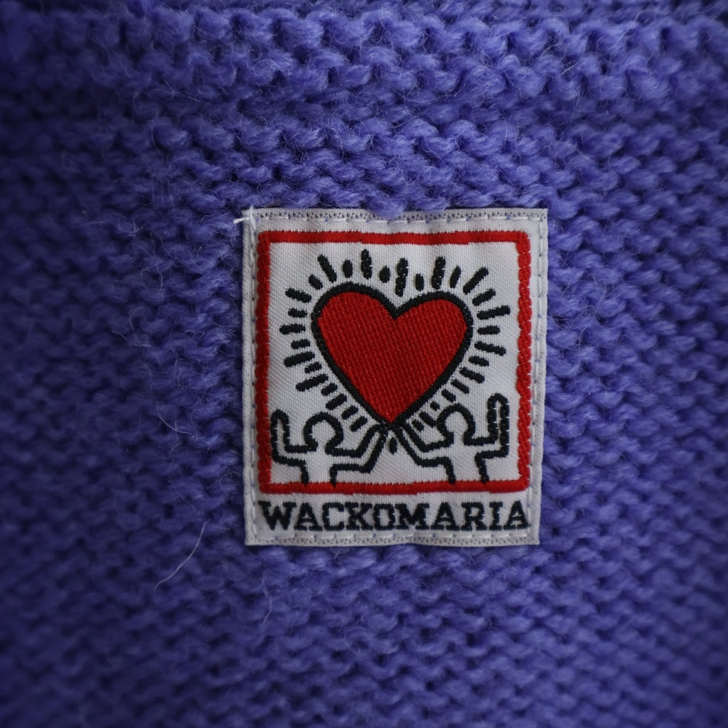 WACKO MARIA(ワコマリア) 24AW ×KEITH HARING JACQUARD KNIT CARDIGAN キース へリング ジャガード ニットカーディガン パープル KH-WM-KN04