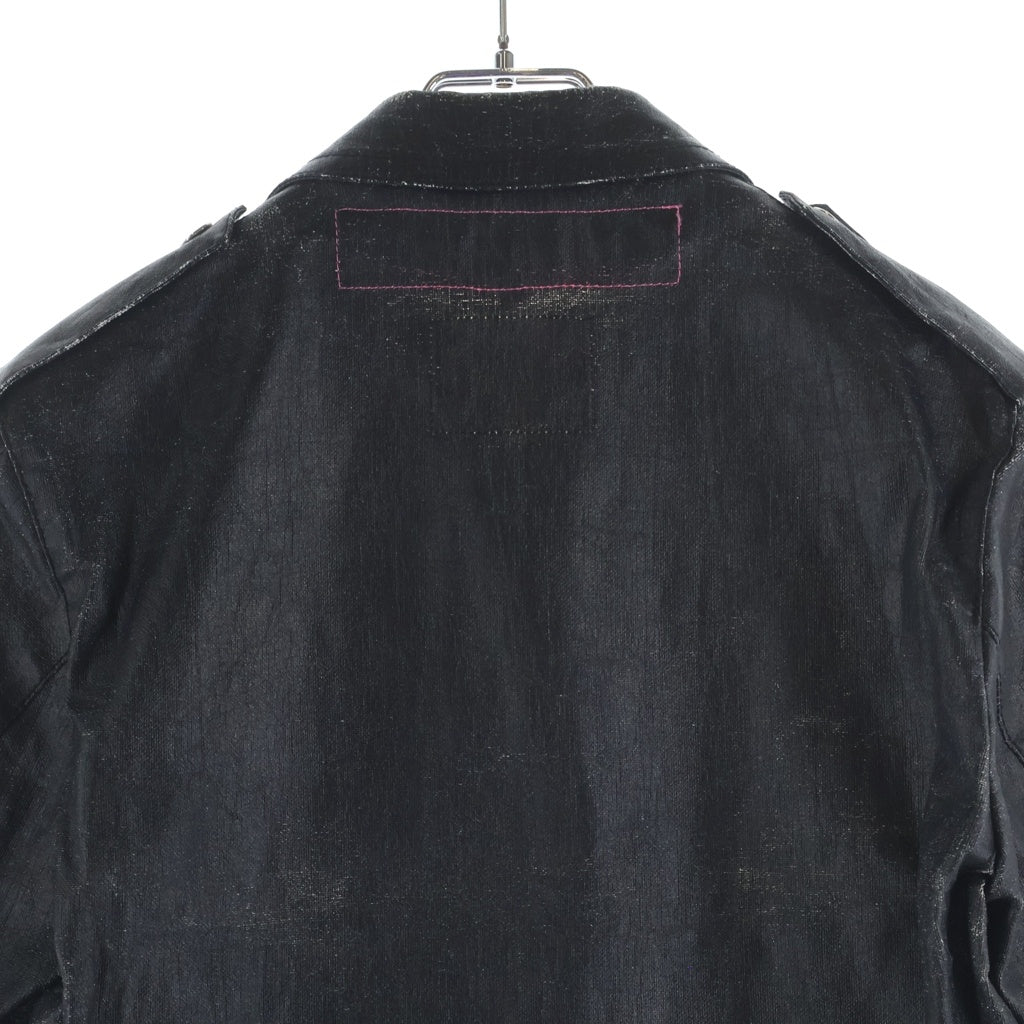 JUNYA WATANABE COMME des GARCONS(ジュンヤワタナベ コムデギャルソン) 02SS AD2002 ×Lewis Leathers シルバースタッズ ジュエリー装飾 スタッズシングルライダースジャケット ブラック