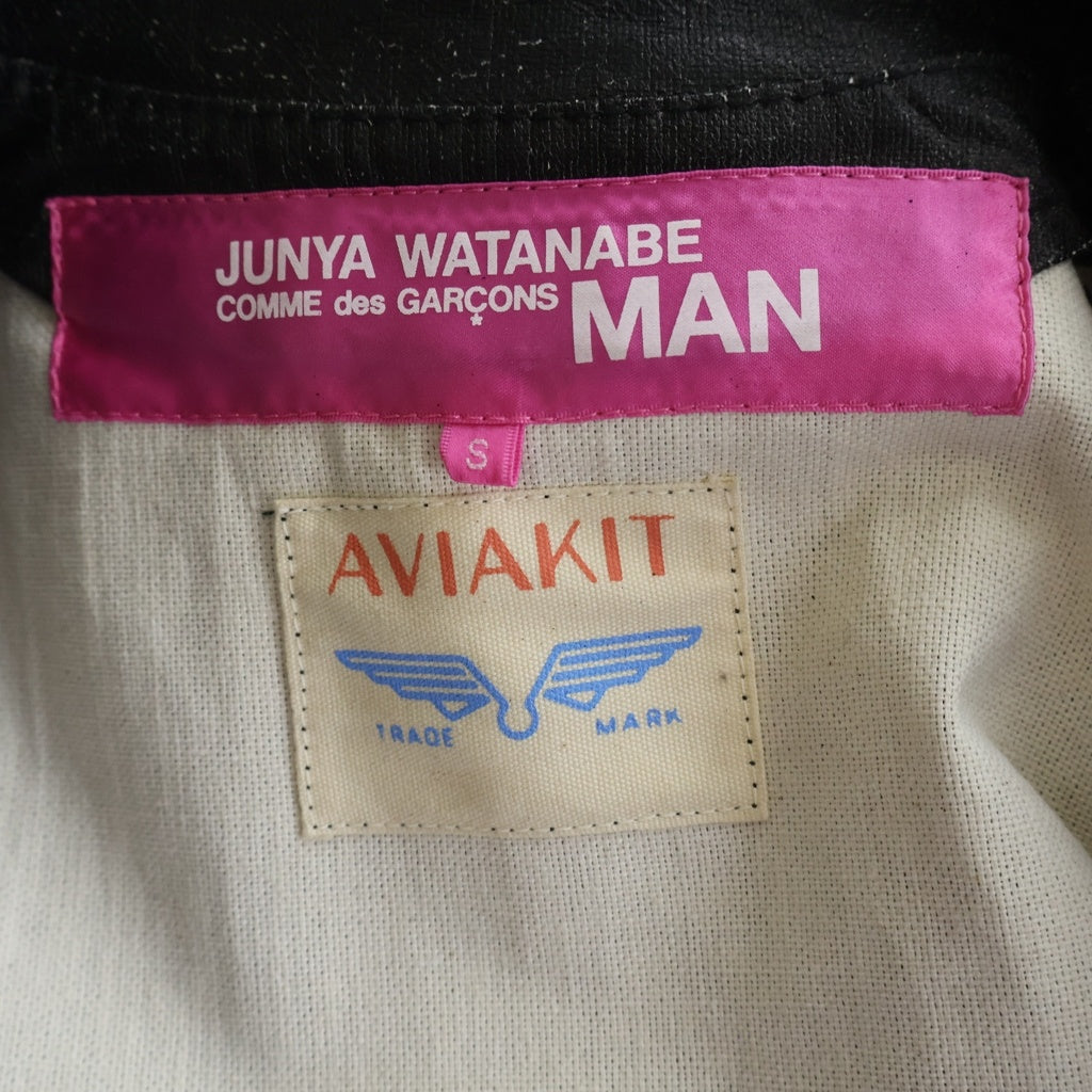 JUNYA WATANABE COMME des GARCONS(ジュンヤワタナベ コムデギャルソン) 02SS AD2002 ×Lewis Leathers シルバースタッズ ジュエリー装飾 スタッズシングルライダースジャケット ブラック