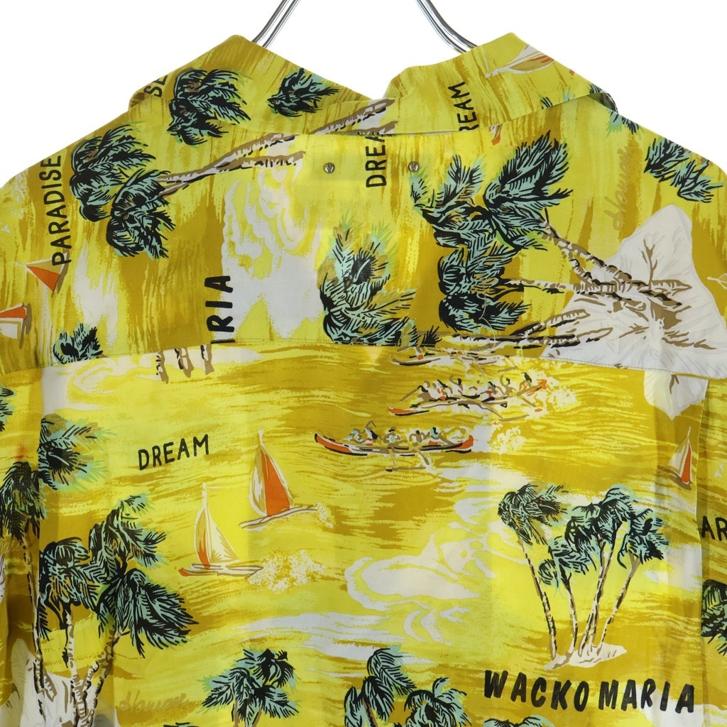WACKO MARIA(ワコマリア) 24SS ×MINEDENIM HAWAIIAN SHIRT マインデニム ハワイアン総柄 半袖レーヨン アロハシャツ イエロー 24MND-WM001