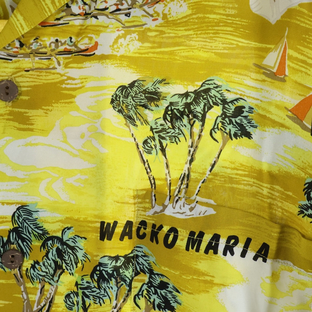 WACKO MARIA(ワコマリア) 24SS ×MINEDENIM HAWAIIAN SHIRT マインデニム ハワイアン総柄 半袖レーヨン アロハシャツ イエロー 24MND-WM001