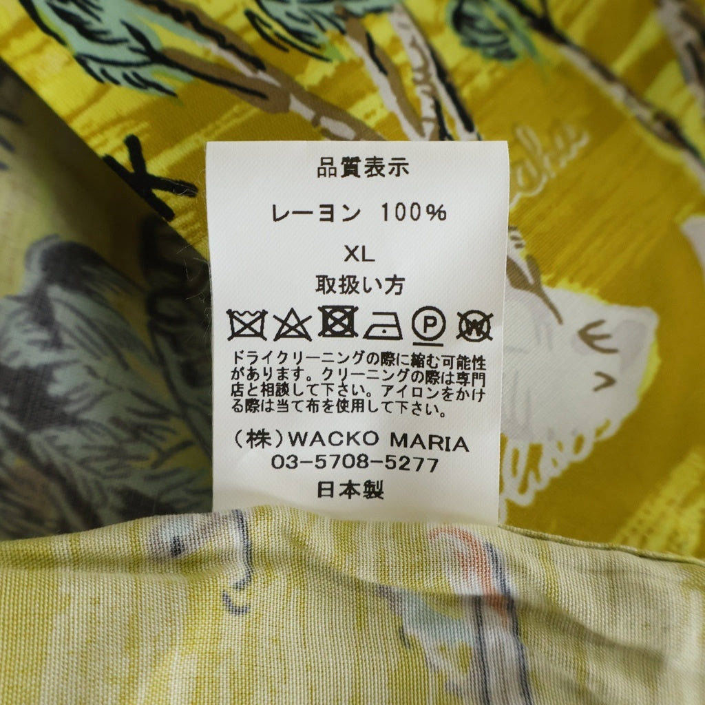 WACKO MARIA(ワコマリア) 24SS ×MINEDENIM HAWAIIAN SHIRT マインデニム ハワイアン総柄 半袖レーヨン アロハシャツ イエロー 24MND-WM001