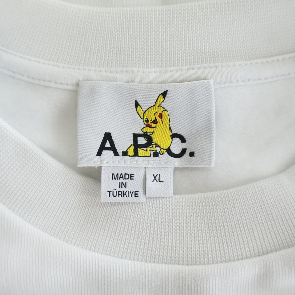 A.P.C(アーペーセー) ×POKEMON L/S CREWNECK SWEAT SHIRT ポケモン フロントロゴプリント クルーネックスウェットトレーナー ホワイト 24242-1-90062