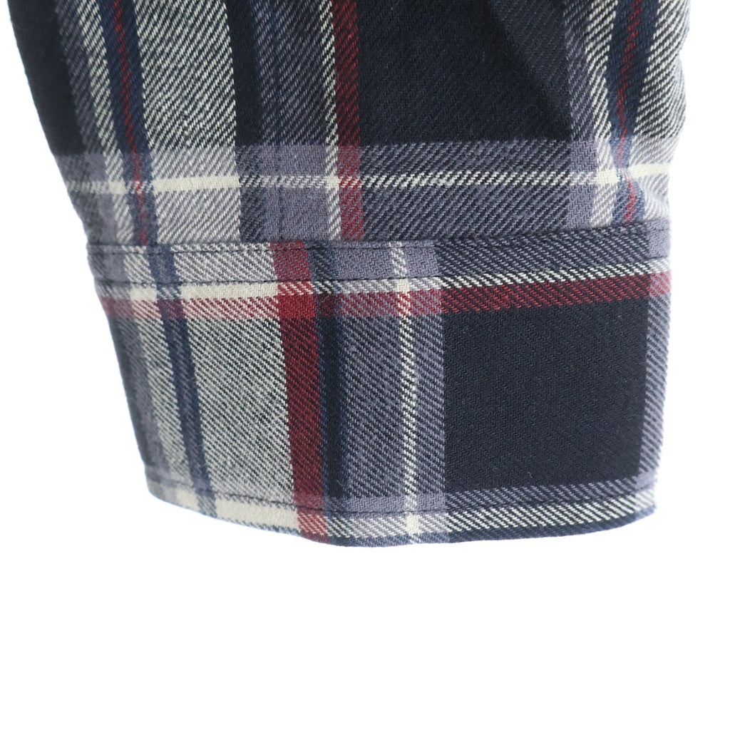 KITH(キス) LUDLOW BUTTON DOWN 胸ロゴ刺繍 チェック柄 長袖コットンネルシャツ グレー/ブラック KHM030222