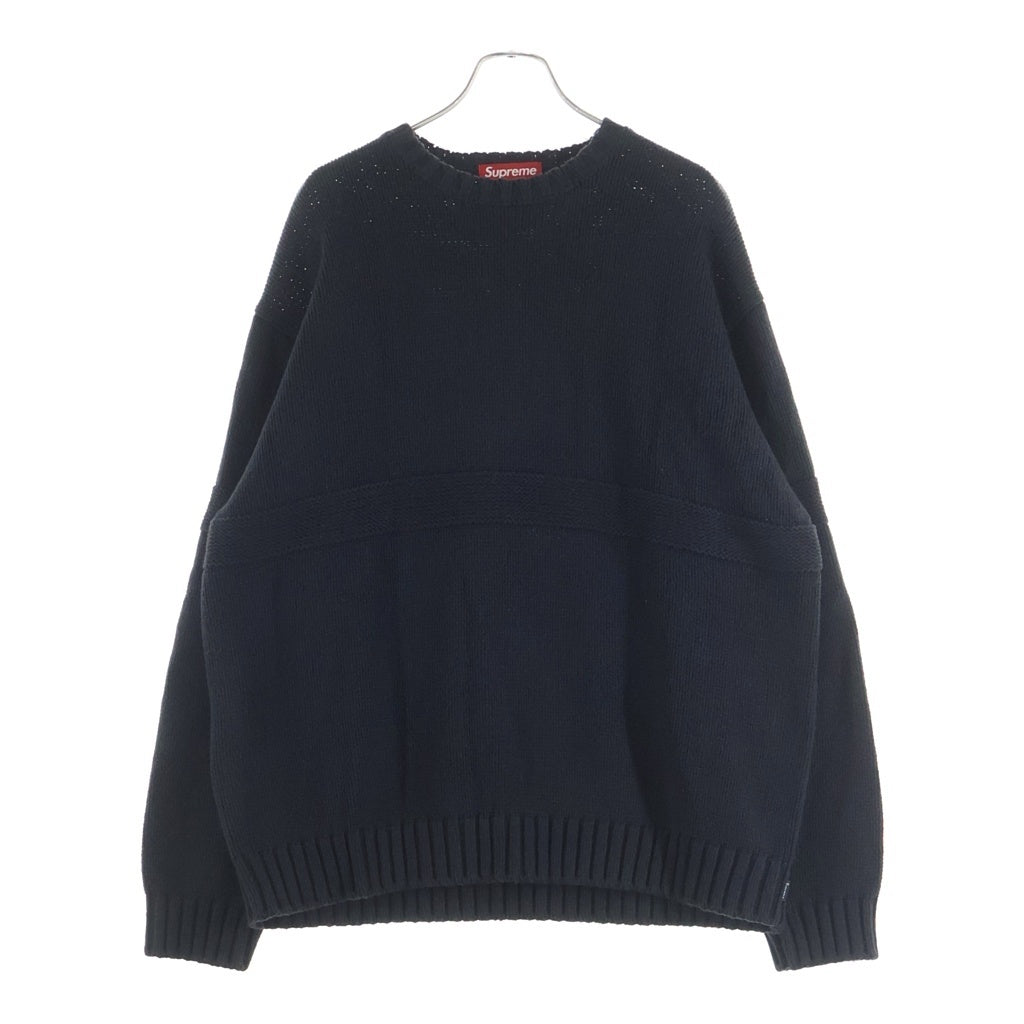 SUPREME(シュプリーム) 25SS Tonal Applique Sweater バックロゴ アクリルコットンクルーネックニットセーター ブラック