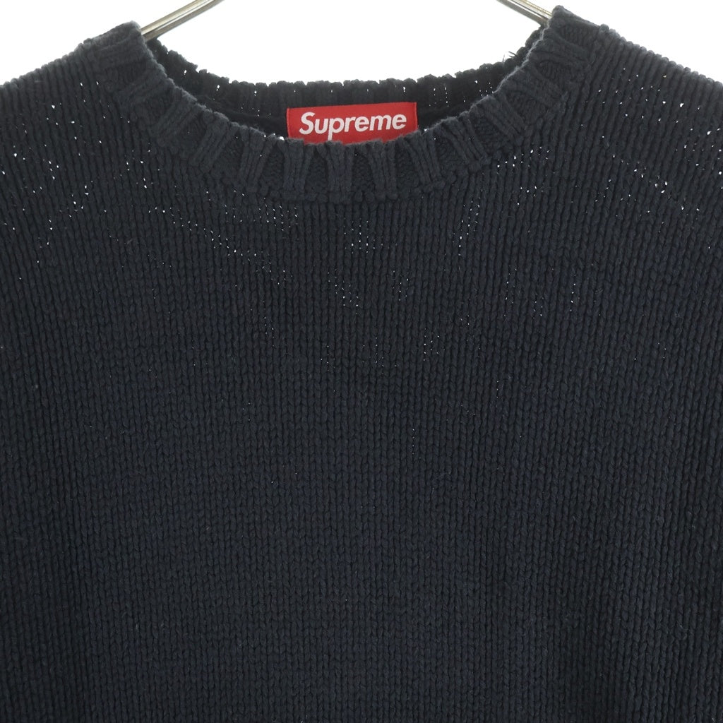 SUPREME(シュプリーム) 25SS Tonal Applique Sweater バックロゴ アクリルコットンクルーネックニットセーター ブラック