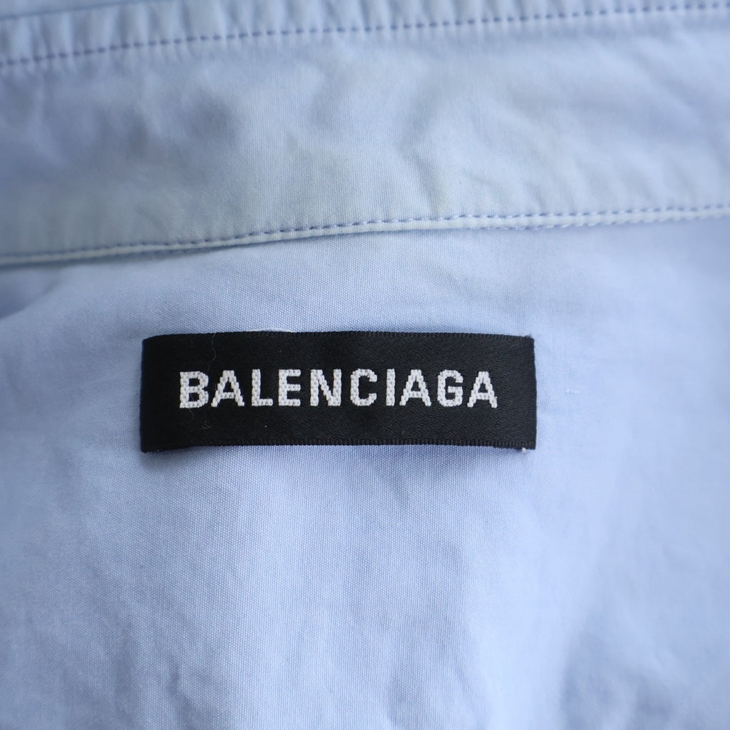 BALENCIAGA(バレンシアガ) 18AW バックロゴプリント ワンポケット ボタンダウン長袖シャツ ブルー 556878 TYB18