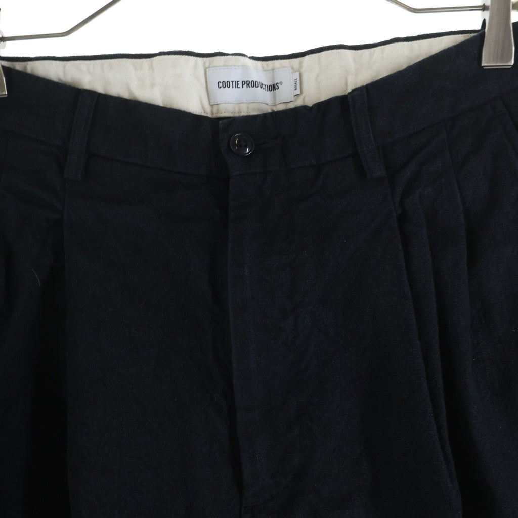 COOTIE PRODUCTIONS(クーティー プロダクションズ) 26SS C/LI CANVAS 2 TUCK SHORT TROUSERS キャンバス 2タック ショートパンツ ブラック CTE-26S105