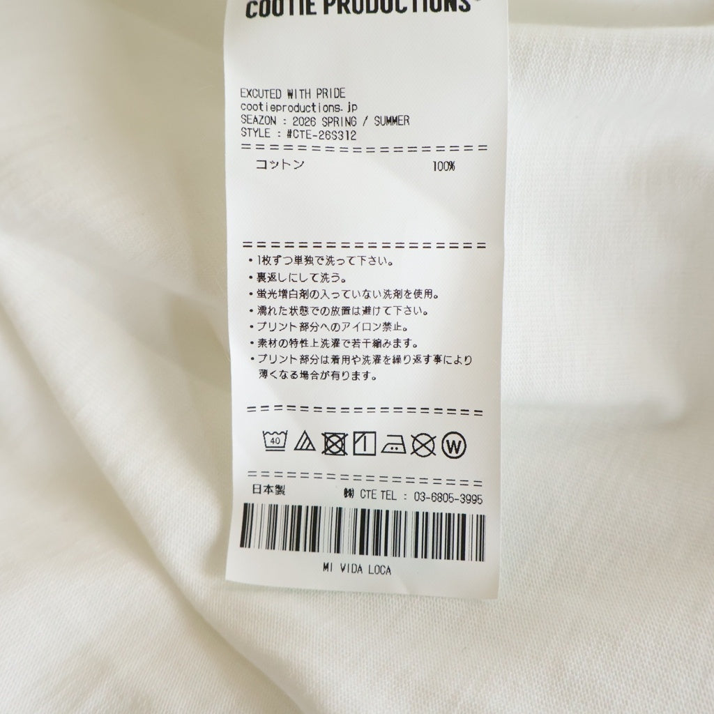 COOTIE PRODUCTIONS(クーティー プロダクションズ) 26SS SPANISH PIMA BOXY S/S TEE スパニッシュピマ ボクシー クルーネック 半袖Tシャツ カットソー ホワイト CTE-26S312