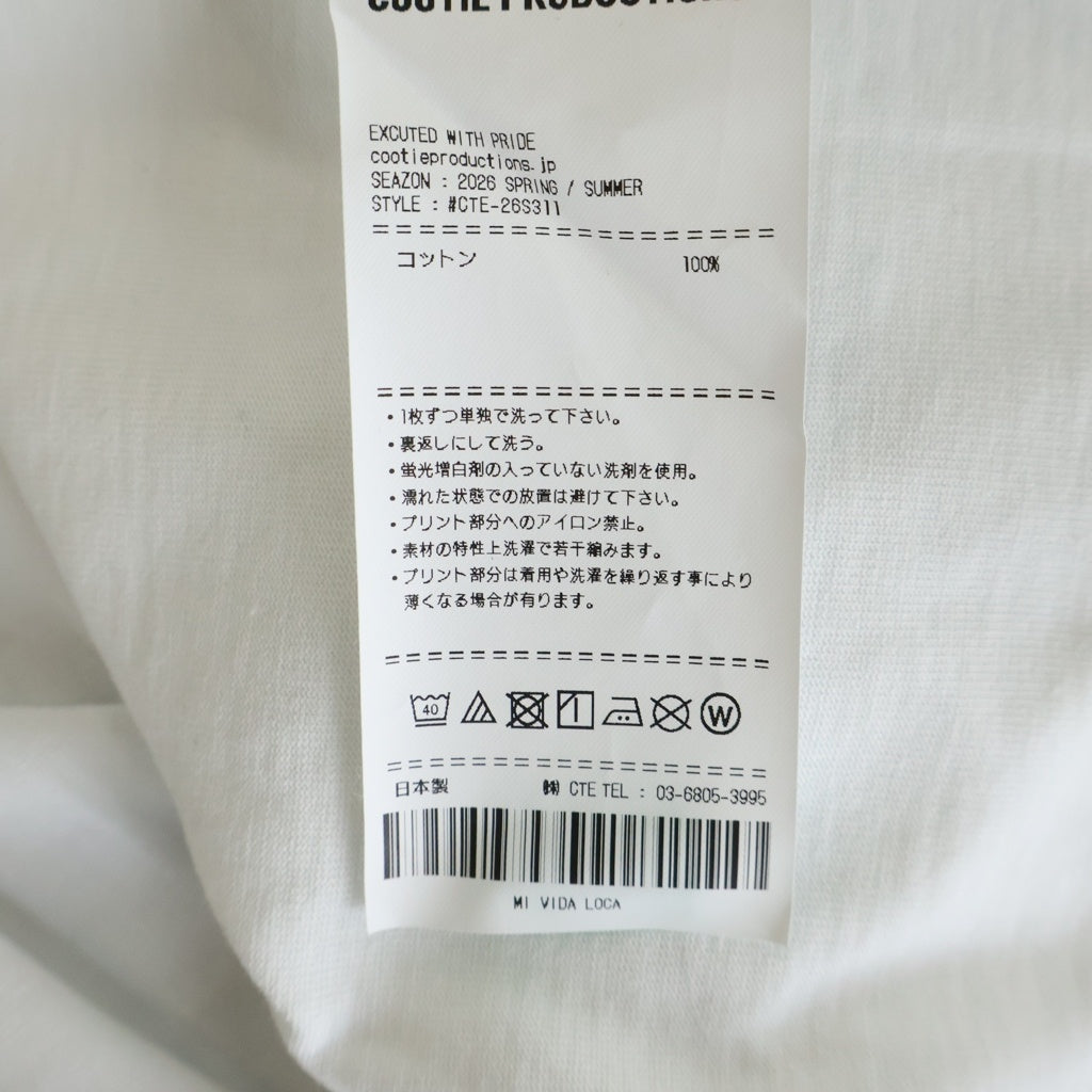 COOTIE PRODUCTIONS(クーティー プロダクションズ) 26SS SPANISH PIMA BOXY L/S TEE スパニッシュピマ ボクシー クルーネック 長袖Tシャツ カットソー ホワイト CTE-26S311