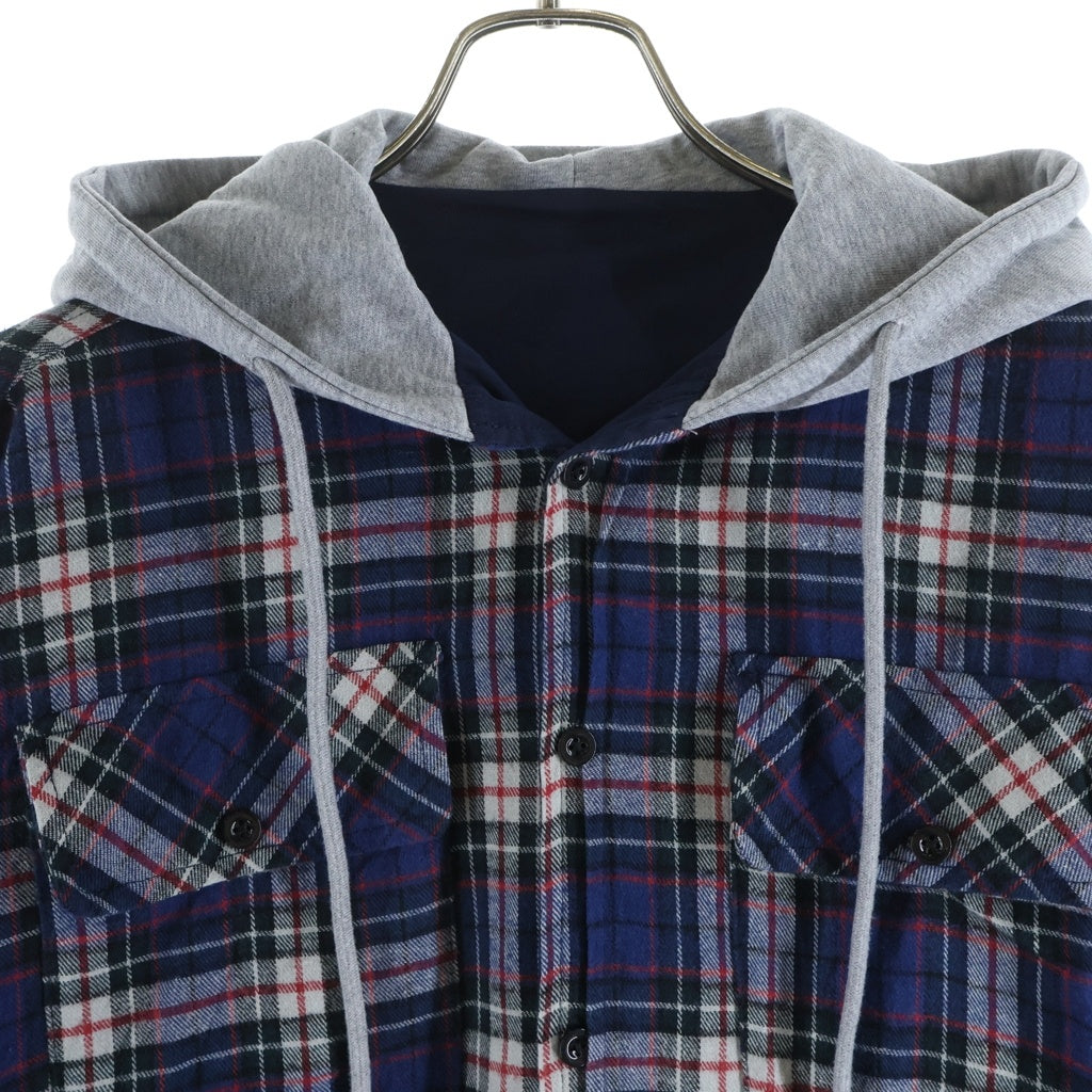 PROJECT G/R(プロジェクトジーアール) 23SS GRAILZ REVERSIBLE HOODED チェック柄 グレイルズ リバーシブル フーデッドシャツ ブルー/グレー