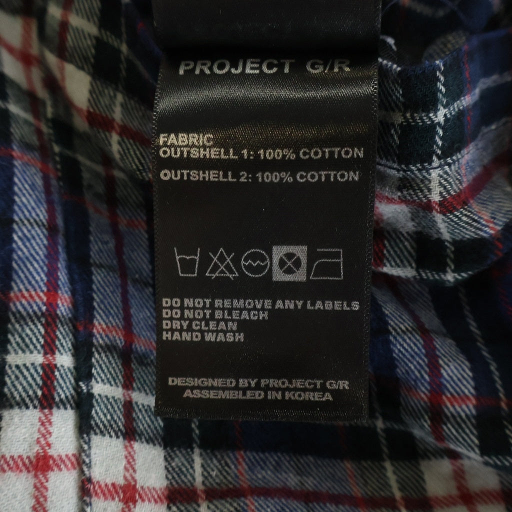 PROJECT G/R(プロジェクトジーアール) 23SS GRAILZ REVERSIBLE HOODED チェック柄 グレイルズ リバーシブル フーデッドシャツ ブルー/グレー