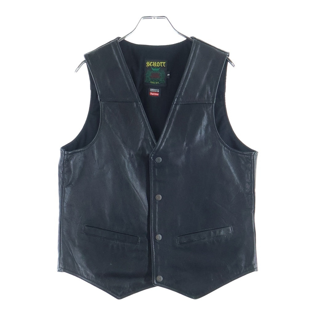 SUPREME(シュプリーム) 13SS ×SCHOTT Vest ショット レザーベスト ブラック J25S43V