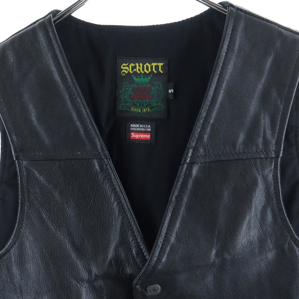 SUPREME(シュプリーム) 13SS ×SCHOTT Vest ショット レザーベスト ブラック J25S43V