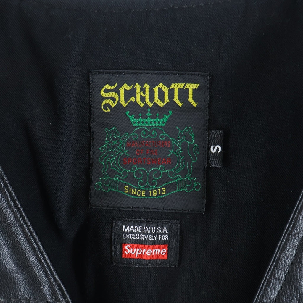 SUPREME(シュプリーム) 13SS ×SCHOTT Vest ショット レザーベスト ブラック J25S43V