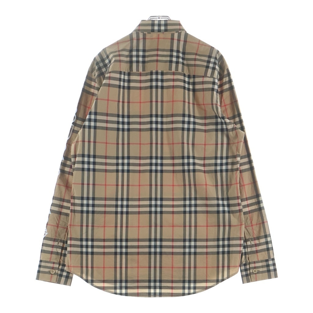 BURBERRY(バーバリー) 20AW スリーブロゴプリント ノバチェック コットン長袖シャツ ベージュ 8029878