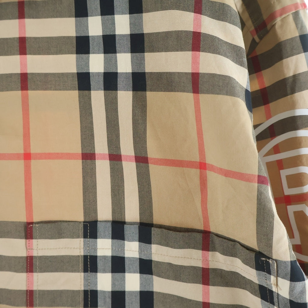 BURBERRY(バーバリー) 20AW スリーブロゴプリント ノバチェック コットン長袖シャツ ベージュ 8029878