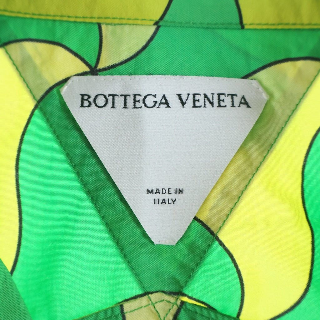 BOTTEGA VENETA(ボッテガヴェネタ) ウェービートライアングル 総柄 オープンカラー半袖シャツ イエロー/グリーン 679284 V1ZP90